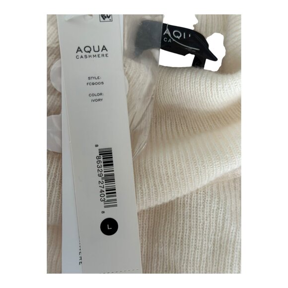 Aqua Cashmere Cutout Turtleneck Sweater | Size L | Ivory | NWT - Picture 9 of 9